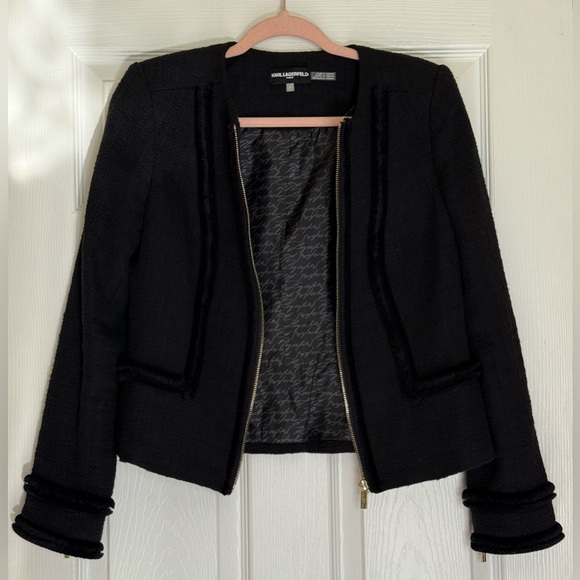 Karl Lagerfeld Black Blazer with Gold-tone Zippers - Picture 3 of 6